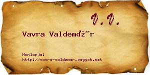 Vavra Valdemár névjegykártya